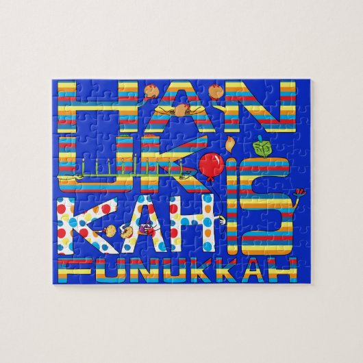 Hanukkah Puzzle for Kids/Bl "Hanukkah is Funukkah" Legpuzzel (Horizontaal)