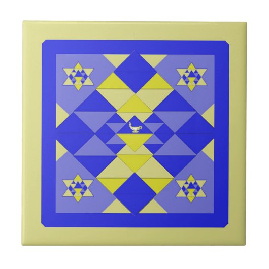 Hanukkah Quilt Ceramic Tile Tegeltje (Voorkant)