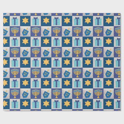Hanukkah Quilt Wrapping Paper Cadeaupapier (Vlak)