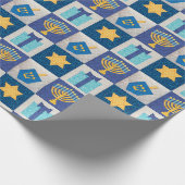 Hanukkah Quilt Wrapping Paper Cadeaupapier (Hoek)