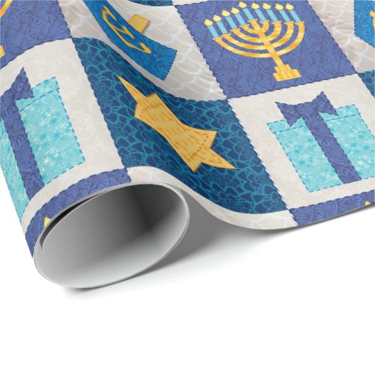 Hanukkah Quilt Wrapping Paper Cadeaupapier (Rol Hoek)