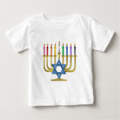Hanukkah Rainbow Candles Gold Menorah (Voorkant)