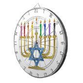 Hanukkah Rainbow Candles Gold Menorah Dartbord (Voorkant Rechts)