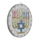 Hanukkah Rainbow Candles Gold Menorah Dartbord (Voorkant Links)