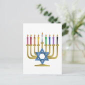 Hanukkah Rainbow Candles Gold Menorah Feestdagenkaart (Staand voorkant)