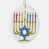 Hanukkah Rainbow Candles Gold Menorah Keramisch Ornament (Rechts)