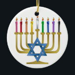 Hanukkah Rainbow Candles Gold Menorah Keramisch Ornament<br><div class="desc">U bekijkt het Lee Hiller Design Collectie van Home en Kantoor Decor,  Apparel,  Gifts en Collectibles. De Design zijn onder meer Lee Hiller Photography en Mixed Media Digital Art Collectie. Je kunt haar Natuur fotografie uitzichten op http://HikeOurPlanet.com/ en haar wandelende blog volgen in Hot Springs National Park.</div>