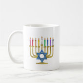 Hanukkah Rainbow Candles Gold Menorah Koffiemok (Links)