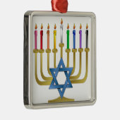 Hanukkah Rainbow Candles Gold Menorah Metalen Ornament (Rechts)