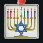 Hanukkah Rainbow Candles Gold Menorah Metalen Ornament<br><div class="desc">U bekijkt het Lee Hiller Design Collectie van Home en Kantoor Decor,  Apparel,  Gifts en Collectibles. De Design zijn onder meer Lee Hiller Photography en Mixed Media Digital Art Collectie. Je kunt haar Natuur fotografie uitzichten op http://HikeOurPlanet.com/ en haar wandelende blog volgen in Hot Springs National Park.</div>