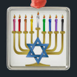 Hanukkah Rainbow Candles Gold Menorah Metalen Ornament<br><div class="desc">U bekijkt het Lee Hiller Design Collectie van Home en Kantoor Decor,  Apparel,  Gifts en Collectibles. De Design zijn onder meer Lee Hiller Photography en Mixed Media Digital Art Collectie. Je kunt haar Natuur fotografie uitzichten op http://HikeOurPlanet.com/ en haar wandelende blog volgen in Hot Springs National Park.</div>