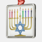 Hanukkah Rainbow Candles Gold Menorah Metalen Ornament (Links)
