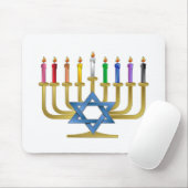 Hanukkah Rainbow Candles Gold Menorah Muismat (Met muis)