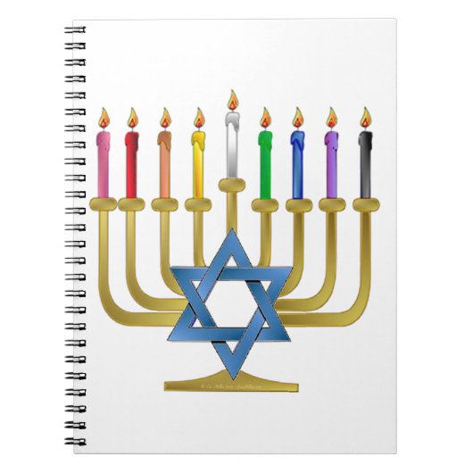 Hanukkah Rainbow Candles Gold Menorah Notitieboek (Voorkant)