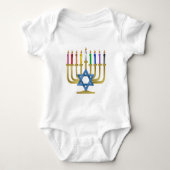 Hanukkah Rainbow Candles Gold Menorah Romper (Voorkant)