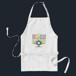 Hanukkah Rainbow Candles Gold Menorah Standaard Schort<br><div class="desc">U bekijkt het Lee Hiller Design Collectie van Home en Kantoor Decor,  Apparel,  Gifts en Collectibles. De Design zijn onder meer Lee Hiller Photography en Mixed Media Digital Art Collectie. Je kunt haar Natuur fotografie uitzichten op http://HikeOurPlanet.com/ en haar wandelende blog volgen in Hot Springs National Park.</div>