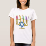 Hanukkah Rainbow Candles Gold Menorah T-shirt<br><div class="desc">U bekijkt het Lee Hiller Design Collectie van Home en Kantoor Decor,  Apparel,  Gifts en Collectibles. De Design zijn onder meer Lee Hiller Photography en Mixed Media Digital Art Collectie. Je kunt haar Natuur fotografie uitzichten op http://HikeOurPlanet.com/ en haar wandelende blog volgen in Hot Springs National Park.</div>