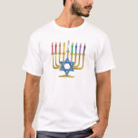 Hanukkah Rainbow Candles Gold Menorah T-shirt<br><div class="desc">U bekijkt het Lee Hiller Design Collectie van Home en Kantoor Decor,  Apparel,  Gifts en Collectibles. De Design zijn onder meer Lee Hiller Photography en Mixed Media Digital Art Collectie. Je kunt haar Natuur fotografie uitzichten op http://HikeOurPlanet.com/ en haar wandelende blog volgen in Hot Springs National Park.</div>