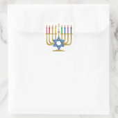Hanukkah Rainbow Candles Gold Menorah Vierkante Sticker (Tas)
