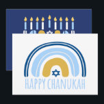 HANUKKAH Rainbow Menorah Dreidel Wenskaart<br><div class="desc">Ons Rainbow Menorah Hanukkah Wenskaart heeft een populair Rainbow-ontwerp dat omdraait om een vrolijke Hanukkah/Chanoeka-menorah te worden. Dit moderne ontwerp is een mooie, leuke manier om familie en vrienden een Happy Hanukkah in stijl te wensen. De tekst op het omgekeerde kan Gepersonaliseerde/veranderde Vragen zijn: bericht ons of e-mail BestDressedBread@gmail.com Happy...</div>