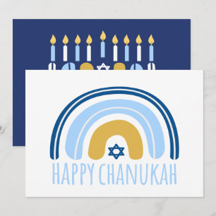 HANUKKAH Rainbow Menorah Dreidel Wenskaart