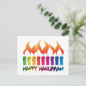 Hanukkah Rainbow Menorah Feestdagenkaart (Staand voorkant)