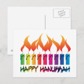 Hanukkah Rainbow Menorah Feestdagenkaart (Voorkant / Achterkant)