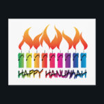 Hanukkah Rainbow Menorah Feestdagenkaart<br><div class="desc">De hedendaagse regenboogmenorah die het joodse vakantieseizoen viert met de woorden Happy Hanukkah. Originele kunst van kunstenaar Margaret Loftin Whiting.</div>