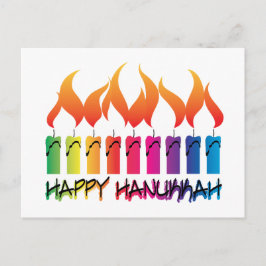 Hanukkah Rainbow Menorah Feestdagenkaart