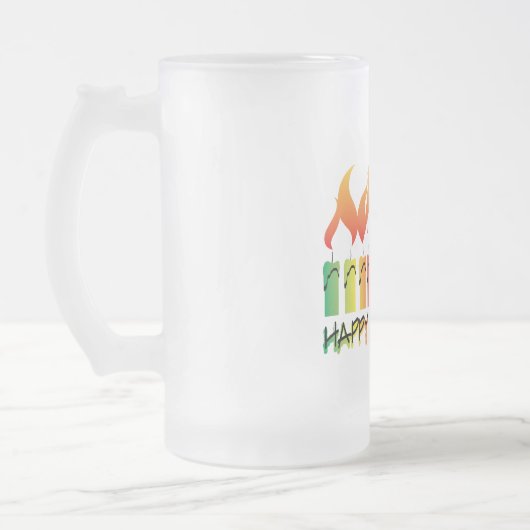 Hanukkah Rainbow Menorah Matglas Bierpul (Links)