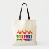Hanukkah Rainbow Menorah Tote Bag (Voorkant)