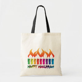 Hanukkah Rainbow Menorah Tote Bag