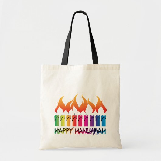 Hanukkah Rainbow Menorah Tote Bag (Voorkant)