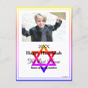 Hanukkah Rainbow Trimmed Menorah Briefkaart