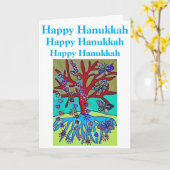 Hanukkah Red Tree of Life Hearts & Butterflies Kaart (Gele Bloem)