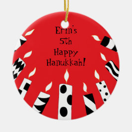Hanukkah Red/White/Black Candles Ornament