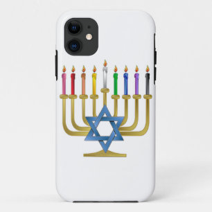 Hanukkah Regenboog Kaarsen Gouden Menora iPhone 11 Hoesje