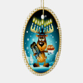 Hanukkah Reindeer Celebrates Chrismukkah Keramisch Ornament (Rechts)