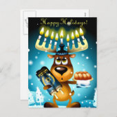 Hanukkah Reindeer Feestdagenkaart (Voorkant / Achterkant)