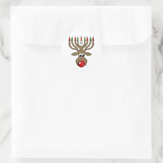 Hanukkah Reindeer Ronde Sticker (Tas)