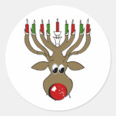 Hanukkah Reindeer Ronde Sticker (Voorkant)
