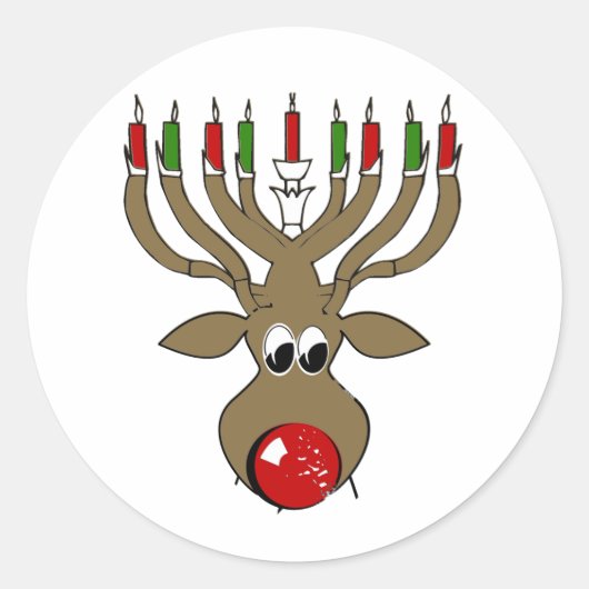 Hanukkah Reindeer Ronde Sticker (Voorkant)