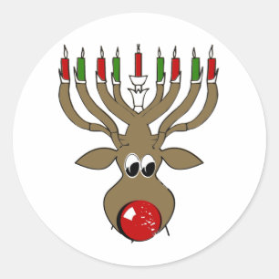 Hanukkah Reindeer Ronde Sticker