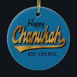 Hanukkah "Retro Happy Chanukah"/Circle Ornament<br><div class="desc">Hanukkah "Retro Happy Chanukah"/Circle Ornament. (2 zijdes) Personaliseer door "Happy" en "Stephen" voor en achter het ornament te schrappen. Dan gebruikend uw favoriete doopvontkleur, grootte, en stijl, typ in uw eigen woorden. Bedankt voor het stoppen en winkelen. Veel waardering! Happy Chanukah/Hanukkah! Breng veel meer vakantiewenk aan uw boom met een...</div>