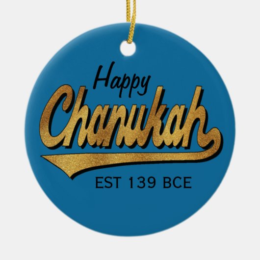 Hanukkah "Retro Happy Chanukah"/Circle Ornament (Voorkant)