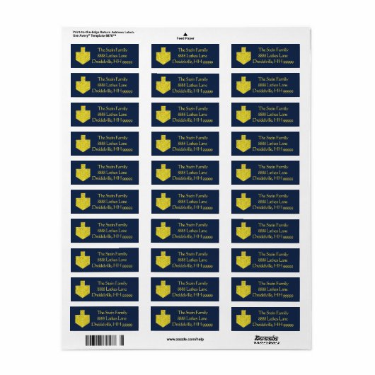 Hanukkah Return Labels "Dreidel Pinwheels" (Full Sheet)