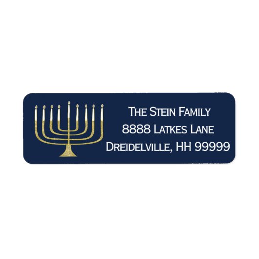 Hanukkah Return Labels "Elegant Menorah" (Voorkant)