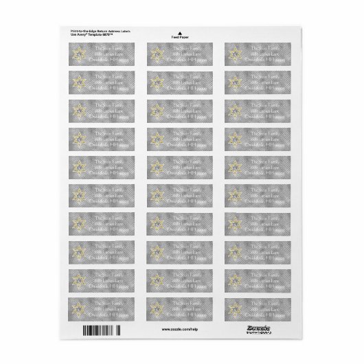 Hanukkah Return Labels "Elegant Menorah" (Full Sheet)