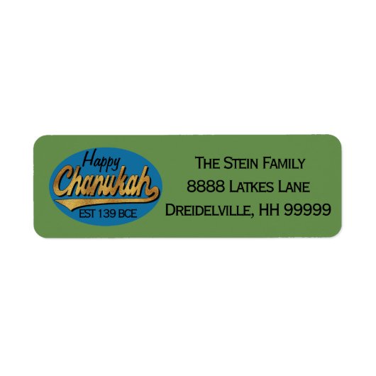 Hanukkah Return Labels "Retro Happy Chanukah" (Voorkant)
