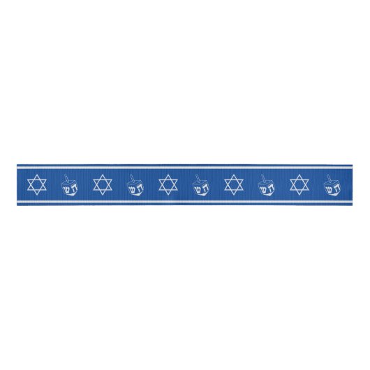 Hanukkah Ribbon : Blauw en zilver Grosgrain Lint (Voorkant)